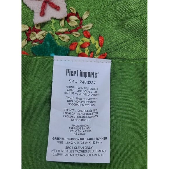 Pier 1 Imports Green Christmas Tree Ribbon Table Runner - Picture 8 of 8